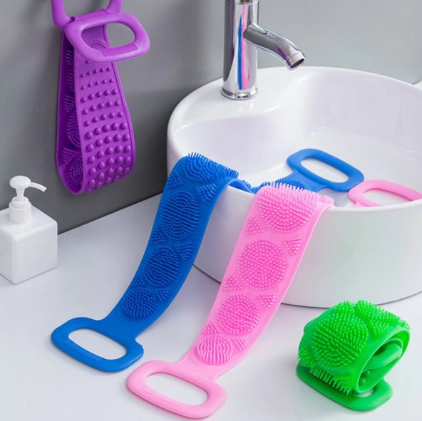 Çift Taraflı Silikon Banyo Sırt Kesesi Duş Lifi Tükenmez Lif 60cm