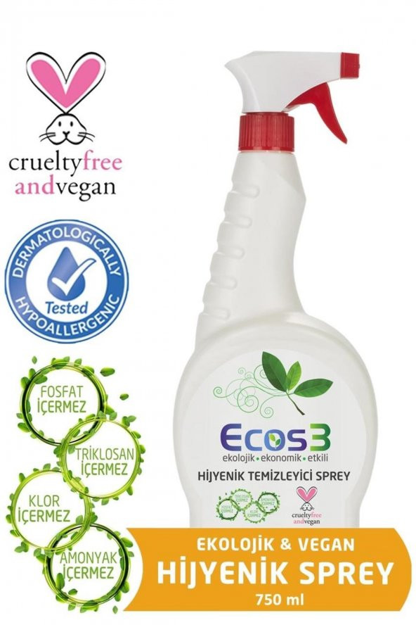 Ecos3 Organik Hijyenik Temizleyici Sprey 750 Ml