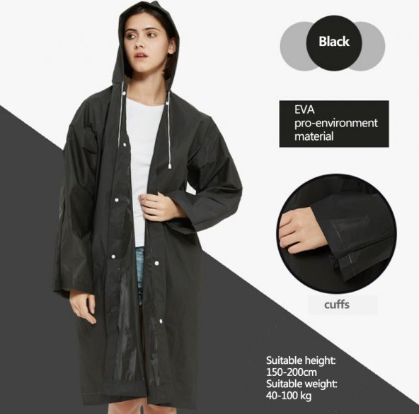 Hayal Sepeti Raıncoat Eva Unisex Yağmurluk - Siyah - 2