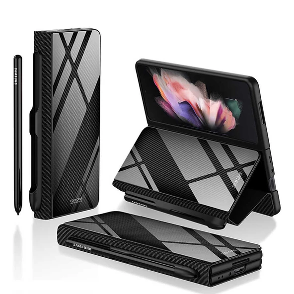 Galaxy Z Fold 3 Kılıf Zore Kalem Bölmeli Droga Kılıf - 4