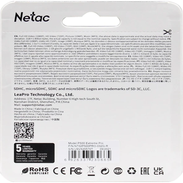 Netac 32GB Microsdhc Hafıza Kartı V10/A1/C10 NT02P500PRO-032G-R - 3