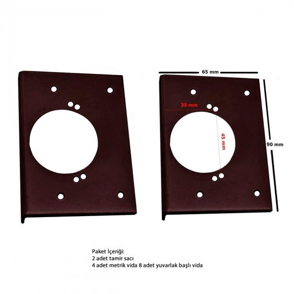Dolap Menteşe Tamir Sacı Seti Kapak Yuva İçin 2 li Koyu Kahve