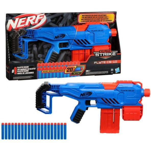 Orjinal Nerf Otomatik Dart Atan Nerf Flyte Cs-10 Pilli Dart Atan Nerf Alpha Strike 20 Nerf Dart İçerir - 6