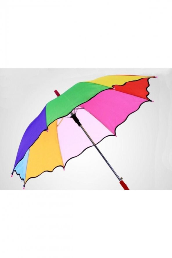 İstocToptan Unisex Çocuk Gökkuşağı Baston Renk Şemsiyesi, Dekor Şemsiyesi Küçük