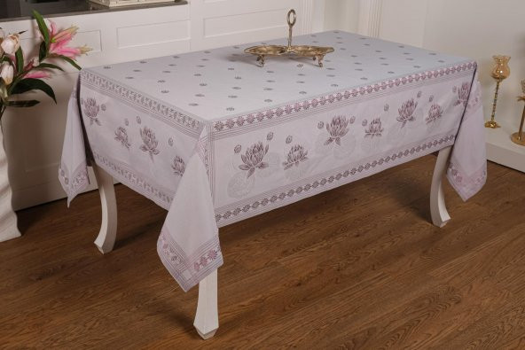 Finezza Nilüfer Lüx Jakar Kumaş Mor Masa Örtüsü  Dikdörtgen 160x220 cm - 439