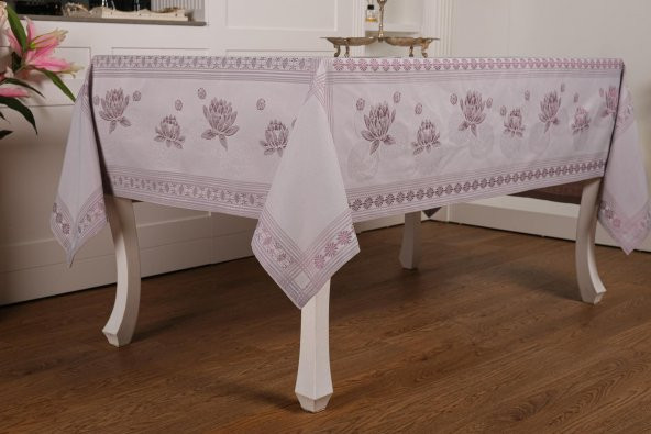 Finezza Nilüfer Lüx Jakar Kumaş Mor Masa Örtüsü  Dikdörtgen 160x220 cm - 439 - 2