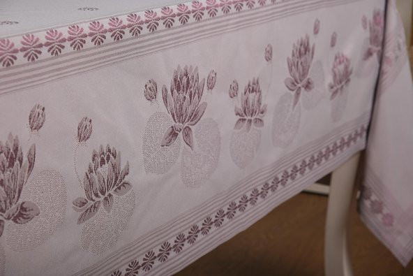 Finezza Nilüfer Lüx Jakar Kumaş Mor Masa Örtüsü  Dikdörtgen 160x220 cm - 439 - 4