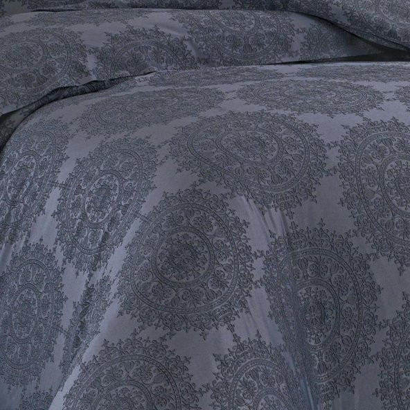 Finezza Tiara Bambu Jakar Kumaş Koyu Gri Çift Kşl. Nevresim Takımı 6 Prç. - 897 - Resim 2