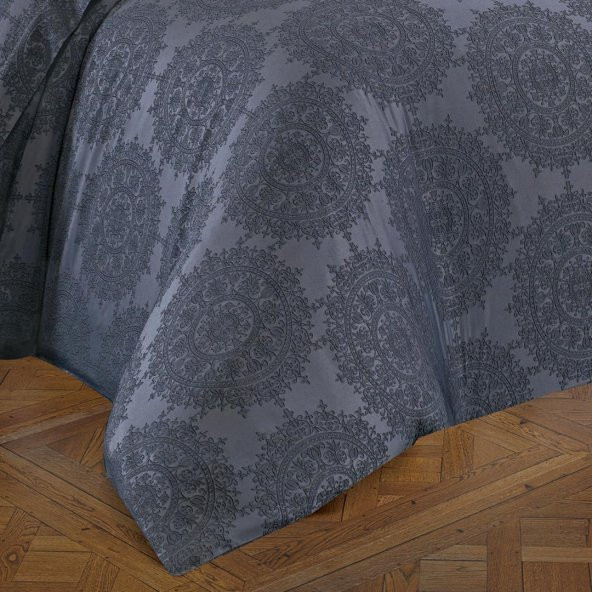 Finezza Tiara Bambu Jakar Kumaş Koyu Gri Çift Kşl. Nevresim Takımı 6 Prç. - 897 - Resim 4