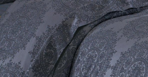 Finezza Tiara Bambu Jakar Kumaş Koyu Gri Çift Kşl. Nevresim Takımı 6 Prç. - 897 - 9