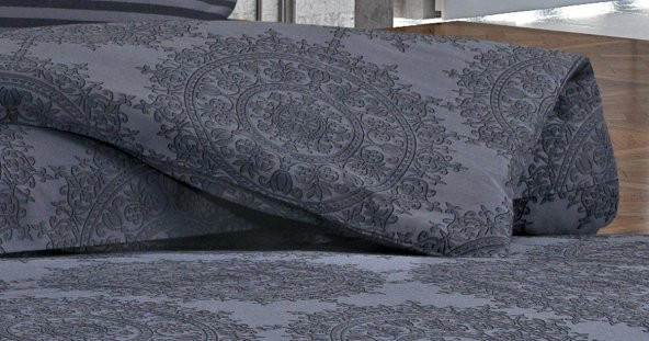 Finezza Tiara Bambu Jakar Kumaş Koyu Gri Çift Kşl. Nevresim Takımı 6 Prç. - 897 - Resim 10