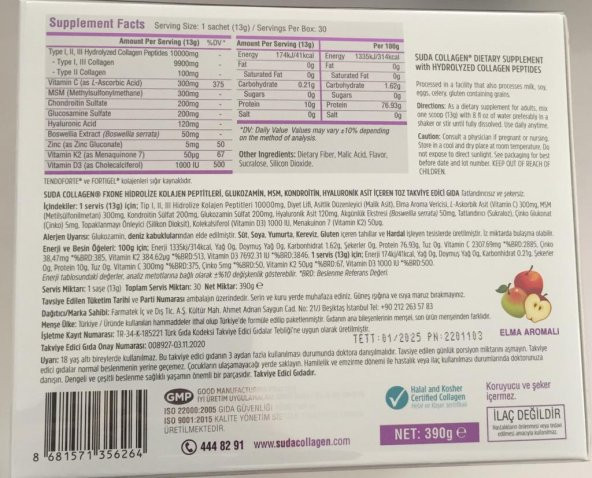 Suda Collagen Fxone Apple 13 gr 30 Saşe 8681571356264 - 3