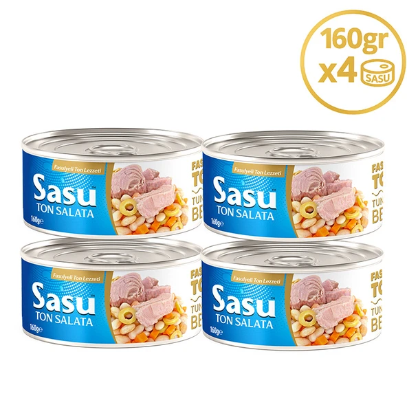Sasu Fasulyeli Ton Salata 4x160G İri Parça