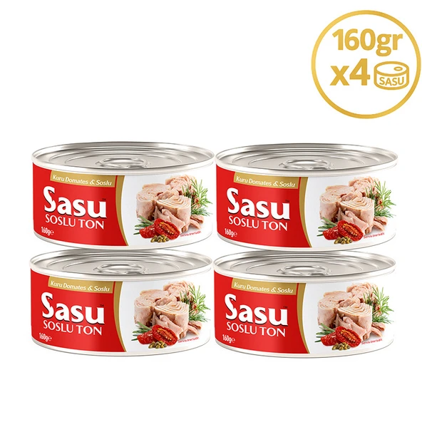 Sasu Kuru Domatesli & Soslu Ton Balığı 4x160G Bütün Dilim ürün görseli