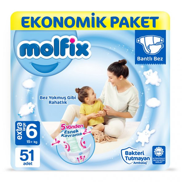 Molfix Bebek Bezi 6 Beden Extra Large Ekonomik Paket 52 Adet