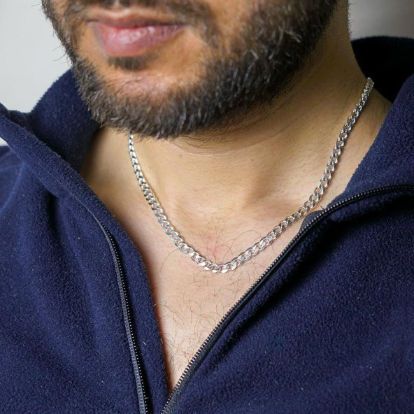 6 MM Gurmet 925 Ayar Gümüş Zincir Kolye - 2