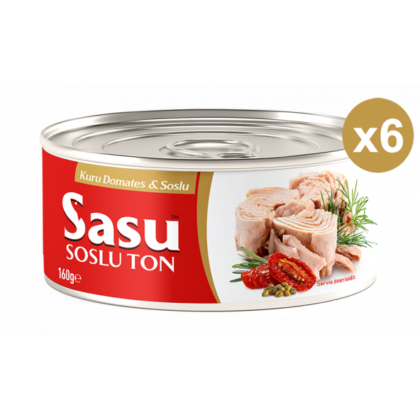 Sasu Kuru Domatesli & Soslu Ton Balığı 6x160G Bütün Dilim