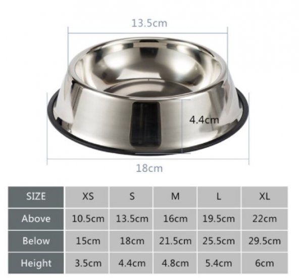22 cm Paslanmaz Çelik Evcil Hayvan Kedi Köpek Mama Kabı