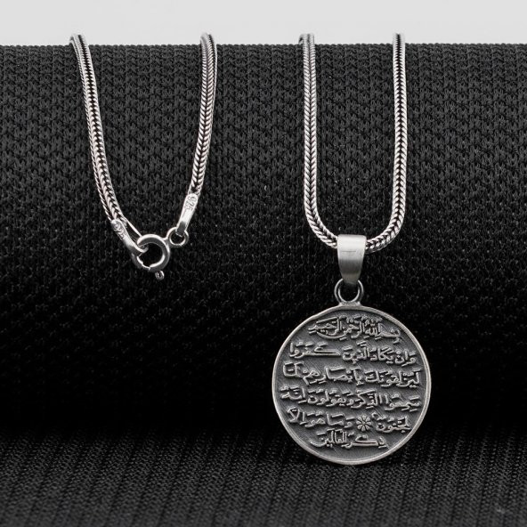 Ayetel Kürsi ve Nazar Dualı 925 Ayar Gümüş Kolye - 2