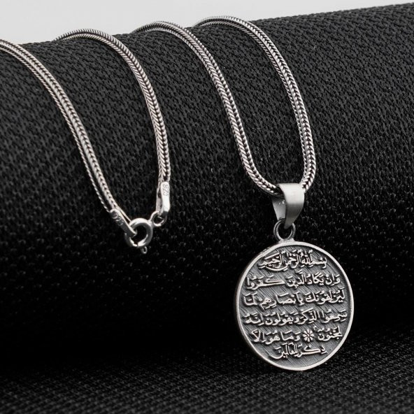 Ayetel Kürsi ve Nazar Dualı 925 Ayar Gümüş Kolye - 3