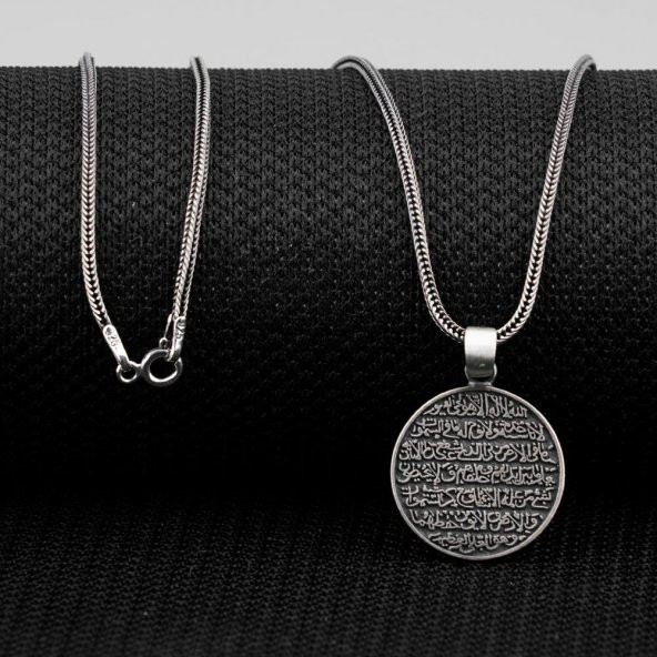 Ayetel Kürsi ve Nazar Dualı 925 Ayar Gümüş Kolye - 4