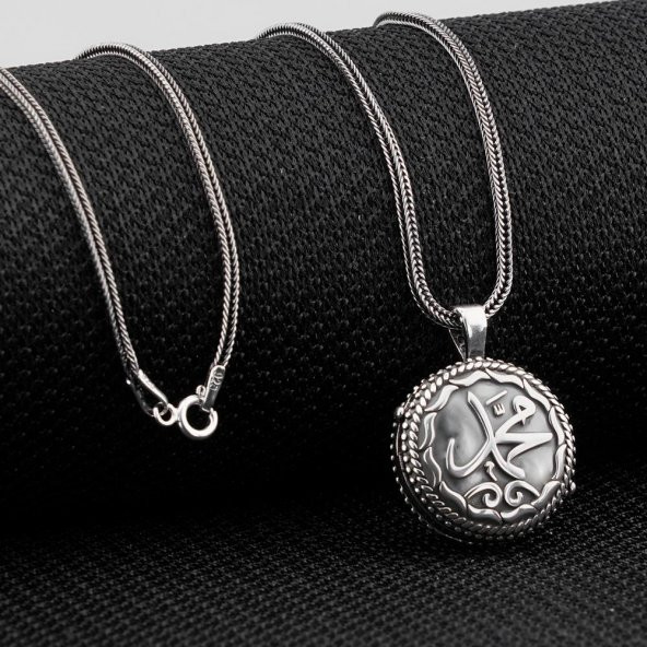 Çift Taraflı Muhammed Yazılı Açılabilir 925 Ayar Gümüş Cevşen Kolye - Resim 3