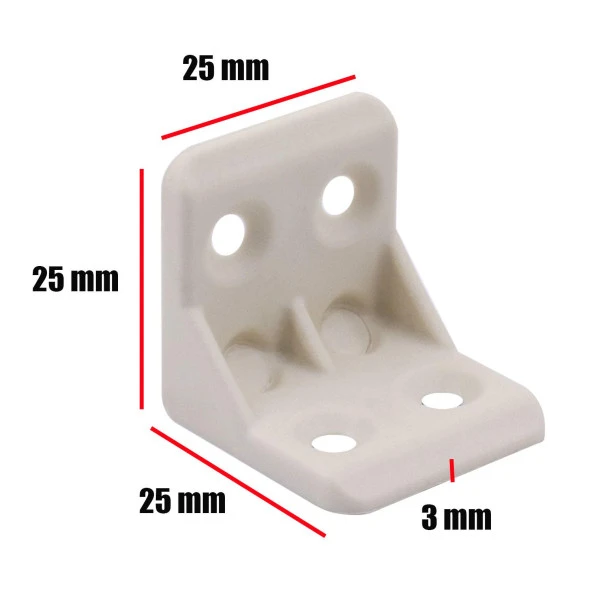 Mobilya Dolap Köşe Bağlantı Sabitleme L Gönye 25x25x25 mm Krem (10 ADET) - 2