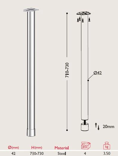 Masa Ayağı 11.840 - 42mm (4 Adet) - Resim 2