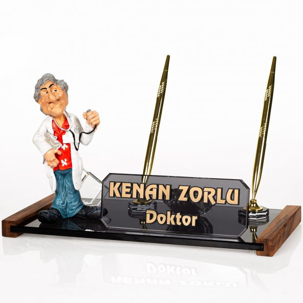 Doktor Biblolu Masa İsimliği Doktora Hediye Kristal İsimlik