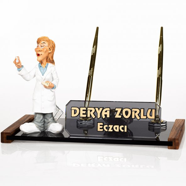 Kadın Eczacı Biblolu Masa İsimliği Hediye Kristal Masa İsimlik - Resim 2