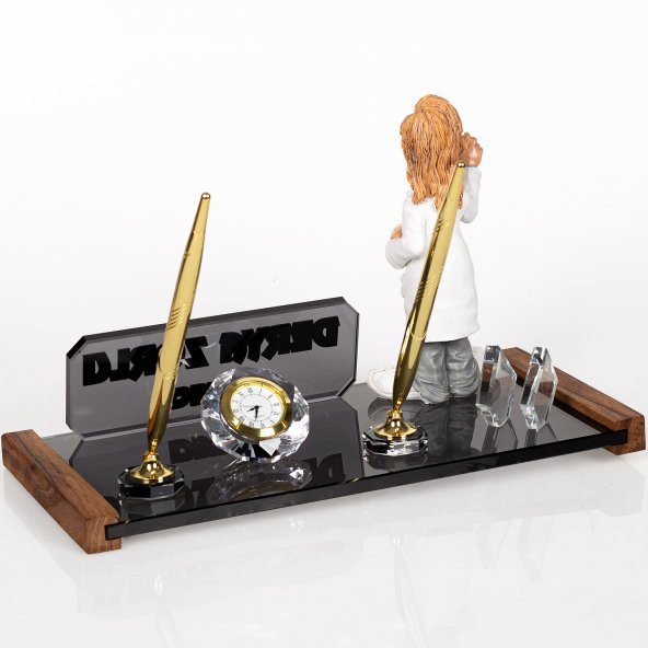 Kadın Eczacı Biblolu Masa İsimliği Hediye Kristal Masa İsimlik - Resim 4