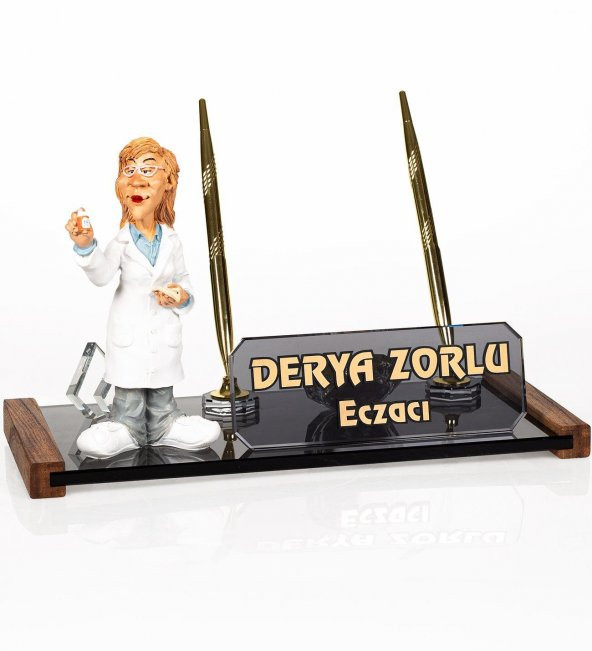 Kadın Eczacı Biblolu Masa İsimliği Hediye Kristal Masa İsimlik - Resim 6