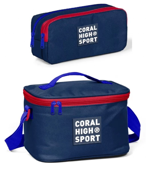 Coral High Sport Lacivert Kırmızı Beslenme ve Kalem Çantası Okul Seti