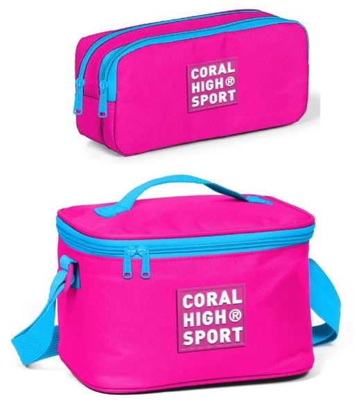 Coral High Sport Neon Pembe Beslenme ve Kalem Çantası Okul Seti