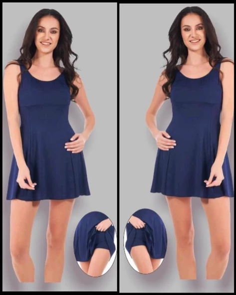 ESTİVA 22500 LACİVERT BÜYÜK BEDEN ETEKLİ MAYO - Resim 5