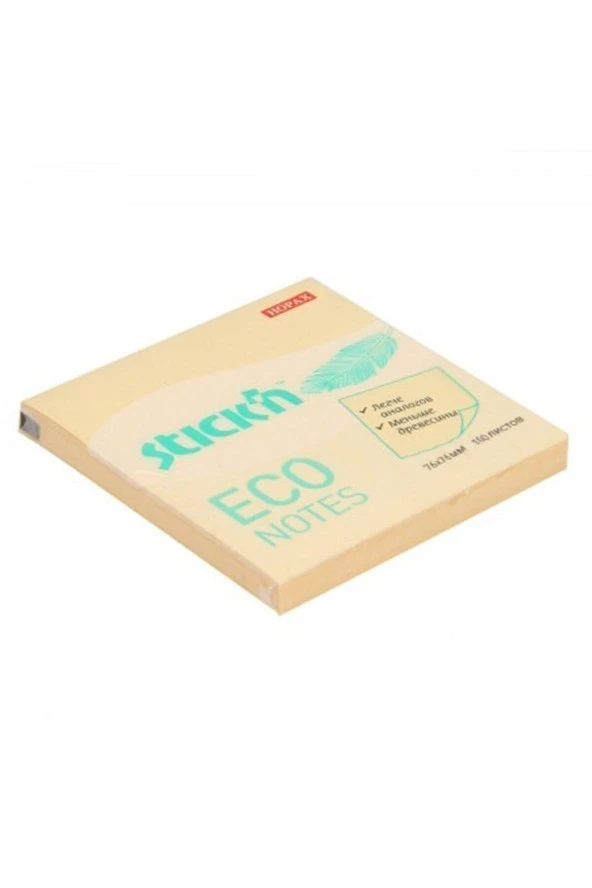 Hopax Stıckn Yapışkanlı Not Kağıdı 100 Yaprak 76 x 76 Eco Pastel Sarı (12 Adet)