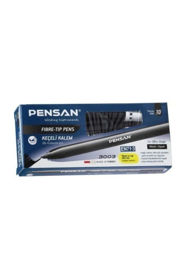 Pensan Keçeli Boya Kalemi Ofis Tipi Siyah 2.0 mm (10 Lu Paket)
