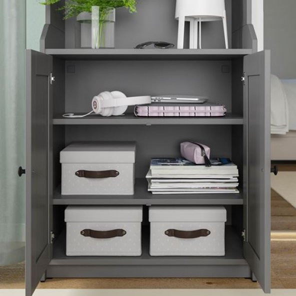 Kapaklı Kulplu Kutu Gri IKEA 25x35x15 cm cm Kulplu Düzenleyici , Organizer Hurç - 3