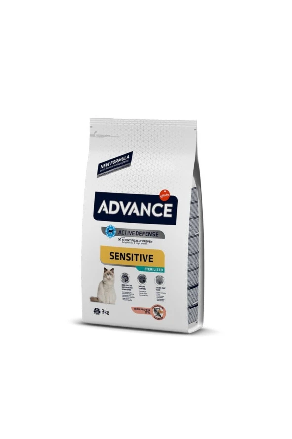 Advance Sensitive Hassas Deri Somonlu Kısırlaştırılmış Kedi Maması 3 Kg