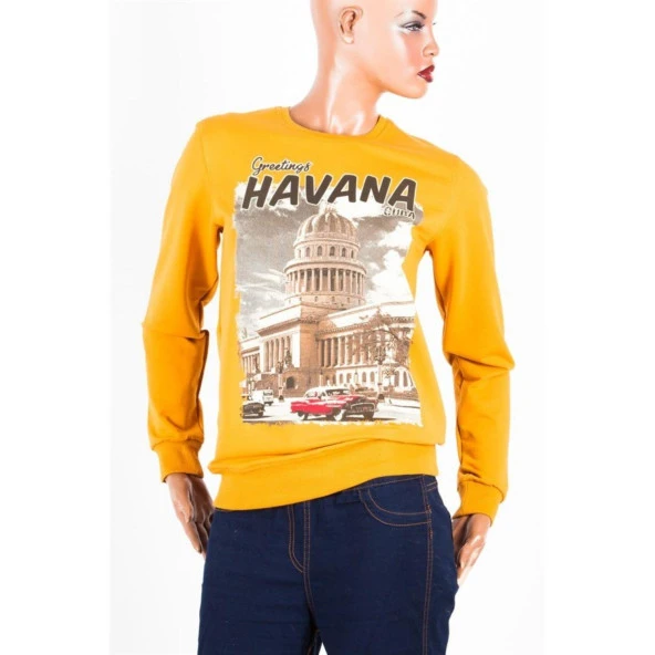 Havana Unisex Pamuklu Slim Fit Sweatshirt Small - Resim 3