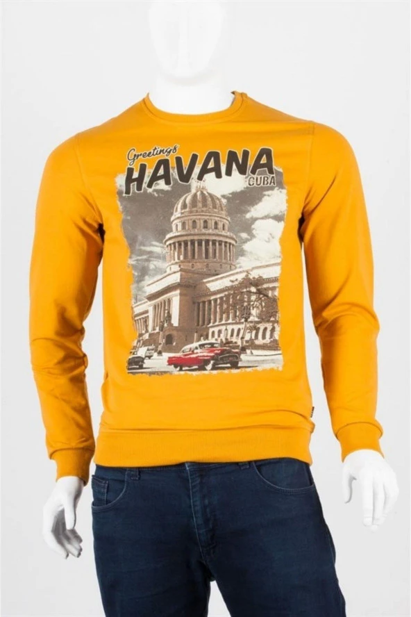 Havana Unisex Pamuklu Slim Fit Sweatshirt Small - Resim 4