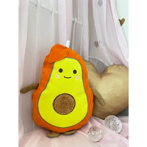 Gülce Design Hediyelik Sevimli Turuncu Avokado Peluş Yastık