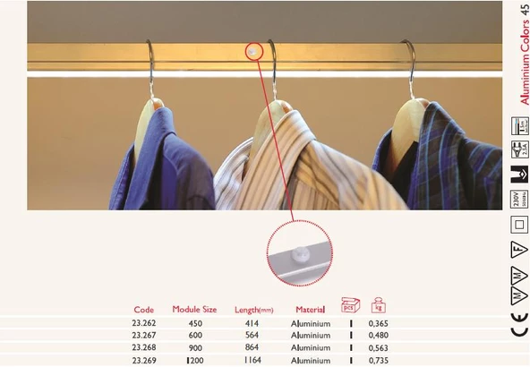 Led Işıklı Dolap İçi Askı Borusu Elektrikli - 2