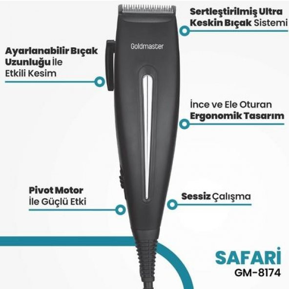 GOLDMASTER GM-8174 SAFARİ SAÇ VE SAKAL TIRAŞI MAKİNESİ - 3