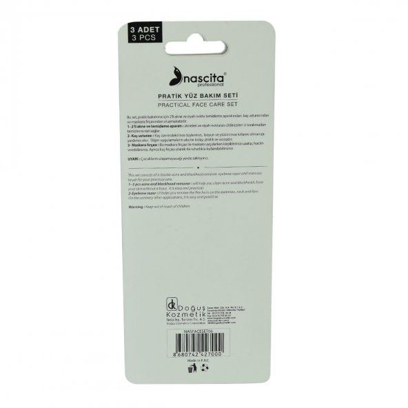 Nascita Profesyonel Pratik Yüz Bakım Seti - 2 Li Akne Aparatı Kaş Usturası Maskara Fırçası 4 Lü Set 1 Adet - 3