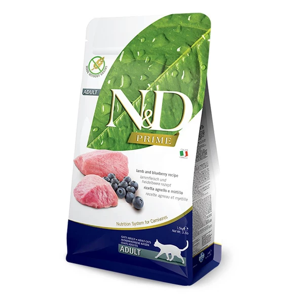 N&D Tahılsız Kuzulu&Yabanmersinli Yetişkin Kedi Maması 1,5 KG