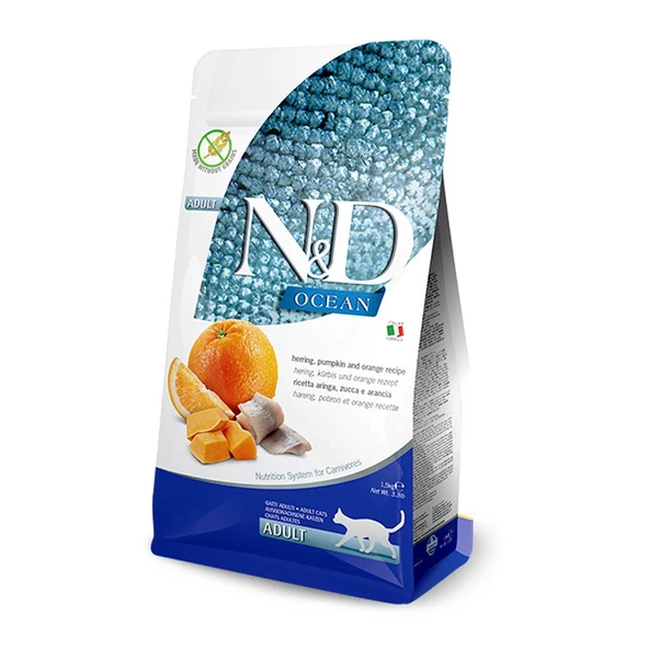 N&D Ocean Ringa Balıklı&Balkabaklı Yetişkin Kedi Maması 1,5 KG