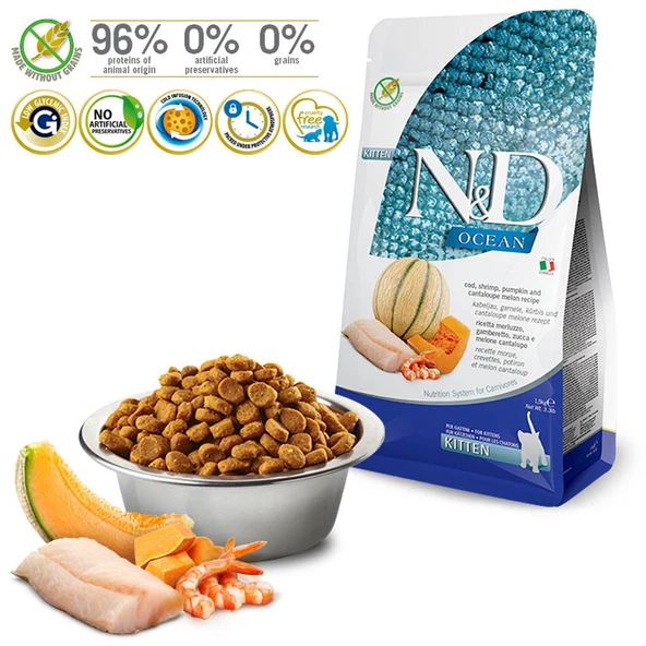 N&D Ocean Morina Balıklı Balkabaklı Karidesli Yavru Kedi Maması 5 Kg - 2