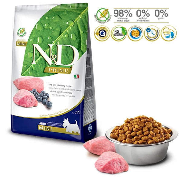 N&D Tahılsız Kuzulu&Yabanmersinli Mini Irk Yetişkin Köpek Maması 2,5 KG - 2
