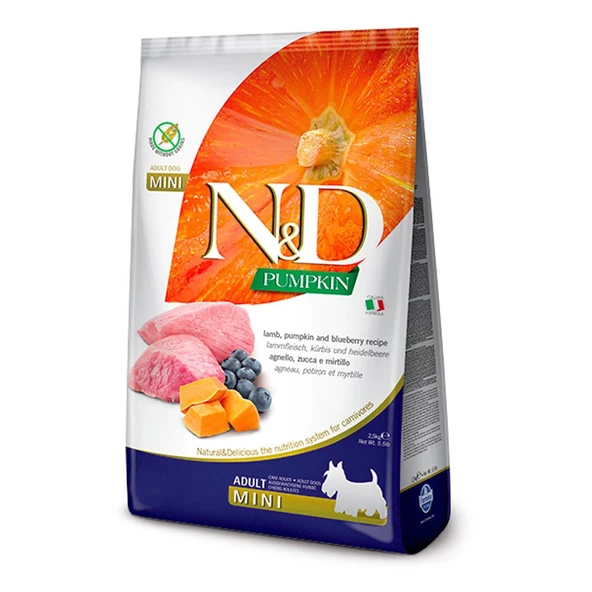 N&D Tahılsız Kuzulu&Balkabaklı Mini Irk Yetişkin Köpek Maması 2,5 KG - Resim 3